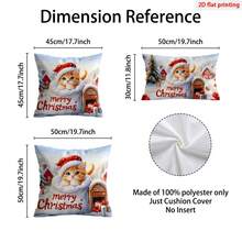 1 Stück Weihnachts-Kissen-Bezug mit Motiv von Weihnachtskatze, Weihnachtsbaum und Schneehäuschen, moderne Stoff-Plüsch-Muster Kissenhülle für Weihnachten, Wohnzimmer, Sofa, Heimdekoration, ohne Füllung