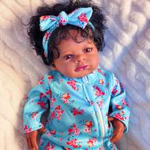 20-Inch Realistic Black Reborn Doll, 50cm Soft Unisex African American Cloth Body Doll, Lifelike Cute Newborn BeBe Handmade Art Doll Toy, Gift For Children 3+ Years Old - 彩色 - 查看 7