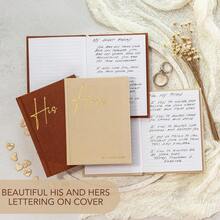 Elegant Linen Wedding Vow Books With Gold Foil Lettering - Perfectly Sized His And Hers Vow Books With Plenty Of Pages To Write Whatever Is On Your Heart - A Beautiful Addition For The Wedding Day , Thanksgiving Gifts, Christmas Gifts, Halloween Gifts, Valentine's Day Gifts, New Year Gifts - 赤陶米色 - 查看 2