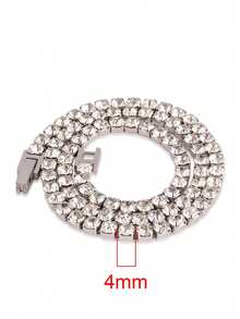 1条4毫米不锈钢项链，男女通用，嘻哈网球链项链，白色立方氧化锆吊坠饰品 - 項鍊 - 查看 8