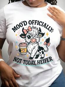 Mood Officially Not Today Heifer Cow Coffee Graphic Shirt For Women And Girls, Funny Farm Animal Design With Bow And Cup, Perfect Gift For Cow Lovers And Coffee Enthusiasts, 220g - trắng - Xem 1