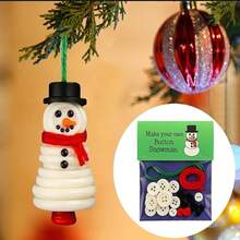 Set para hacer adornos navideños de botones DIY - Decoraciones festivas divertidas para todas las edades, kit de manualidades con botones de muñeco de nieve/Papá Noel/ángel navideños, regalos para colgar en el árbol de Navidad