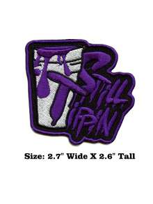 1pc "Still Tippin" Purple Patch With Houston Double Cup Embroidery Iron-On Applique - Multicolor - View 3