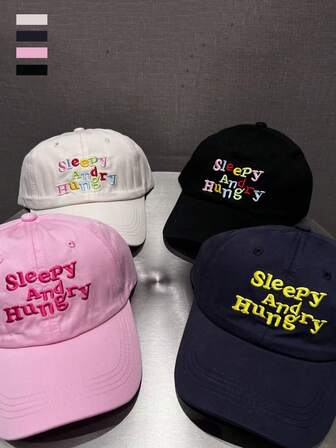 1 Pair Dopamine Candy Color Baseball Cap, Letter Embroidery, Unisex Sun Hat, Spring/Summer