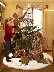 1 pièce Robe d'arbre de Noël en fausse fourrure longue, rose, blanche, rouge, noire. Robe en peluche longue pour arbre de Noël, décoration et présentation d'arbre de Noël pour fête de Noël à la maison, accessoire de décoration d'ambiance festive pour la maison, douce et belle robe en peluche pour arbre de Noël, décoration de Noël, décoration hivernale pour la pièce