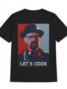 Camiseta Divertida "Let's Cook" Inspirada en la Cultura POP - Algodón Suave y Transpirable, Ideal para el Verano - Estilo Casual con Cuello Redondo, Perfecta Regalo para Amantes de la Cocina, Series de Televisión y Fans de la Cultura Geek, Usos Múltiples como Día del Padre, Cumplea?os y Reuniones de Amigos. - Negro - Ver 1