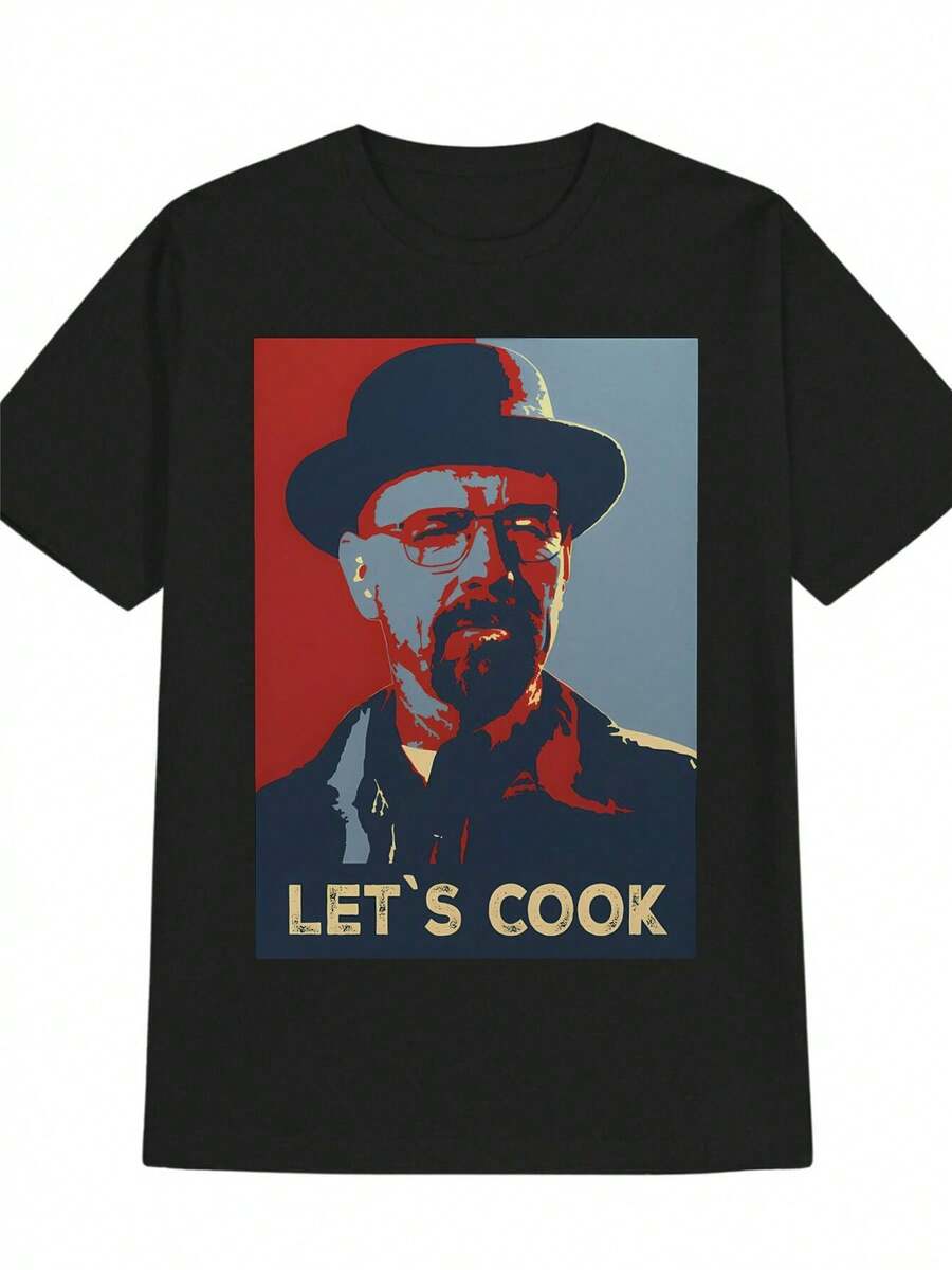 Camiseta Divertida "Let's Cook" Inspirada en la Cultura POP - Algodón Suave y Transpirable, Ideal para el Verano - Estilo Casual con Cuello Redondo, Perfecta Regalo para Amantes de la Cocina, Series de Televisión y Fans de la Cultura Geek, Usos Múltiples como Día del Padre, Cumplea?os y Reuniones de Amigos. - Negro - Ver 1