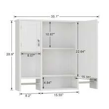 VECELO White Wall Mounted Bathroom Vanity Cabinet With Mirror, Over Sink Storage Organizer With Aluminum Towel Bars, For Small Space