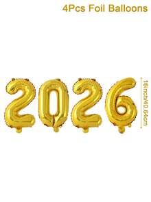 16/32 Zoll 2026 Goldfolie Zahlenballons, 2026 Neujahrsfeier Ballons, Frohes Neues Jahr dekorative Ballons für Neujahrsparty Dekoration, Silvester Party Zubehör, perfekt für Geburtstag, Hochzeit, Jahrestag, Festivalfeier Dekoration, Heimdekoration, Raumdekoration, Innen- und Außendekoration, Frohes Neues Jahr Dekoration