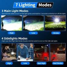 TazTir XHP90 LED 7 Mode Super Bright Rechargeable Flashlight, Tactical Zoomable Flashlights High Lumens, Brightest Torch With Cob Sidelight, USB Output As Power Bank, For Outdoor, Fishing, Security, Road, Garage Lighting, Inclement Weather Or Power Outages - 黑色 - 查看 2