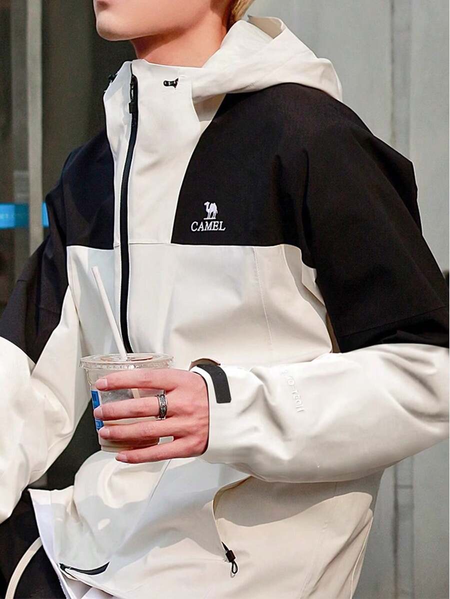 CAMEL CROWN 3-In-1 Detachable Men's Outdoor Windproof Waterproof Jacket, Suitable For Hiking - Warm White Phantom Black - View 1