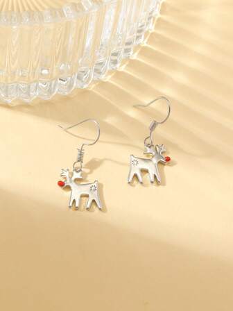2pcs Christmas Reindeer Earrings, Versatile Earrings For Women, Suitable For Holiday Gifts