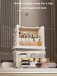 Premium Clear Makeup Storage Box - Dust-Proof Cosmetic Storage Cabinet, Suitable For Skincare, Lipstick Etc. - Large Capacity, Independent Design - Ideal For Beauty Salon, Bedroom, Vanity, Cosmetic Store, Cosmetic Cabinet | Modern Aesthetics | Durable PET, Cosmetic Storage Cabinet