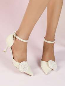 DivaStride Damen Sommer Neu 2024 Geschlossene Zehe Cut Out-Aus High-Heel Sandalen, mit einem Riemen-Schnalle, im Märchenstil, spitzer Zehenbereich, schmaler Absatz und Schleifen-Dekorationen