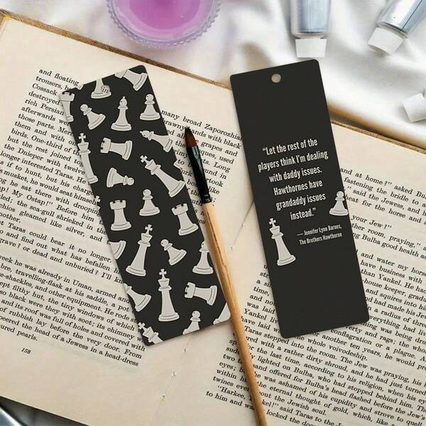 2 piezas de marcapáginas con patrón de ajedrez exquisito, de colores vibrantes - Resistente de doble cara, ideal para lectores, regalos de Halloween y Navidad, suministros para el hogar/oficina/estudio, viene con 2 borlas de color aleatorio