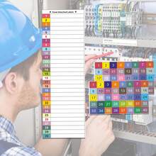 Etiqueta adhesiva para interruptor automático, números de etiqueta adhesiva para caja eléctrica, etiquetas para interruptores automáticos, para diagramas de cajas de panel eléctrico, horarios de cableado para electricistas, medidores de servicios públicos, tablero de distribución, marcado de tablero de panel, etiqueta adhesiva para paneles eléctricos de oficina en casa - Multicolor - Ver 6