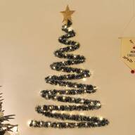 Plush Christmas Tree With Pearl Tree Topper Decoration Light, Suitable For Wall, Glass, Doorway, Party Background