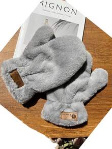 New Winter Warm Gloves For Men And Women Thickened Velvet Imitation Rabbit Fur Windproof Warm Gloves - Multicolor - View 9