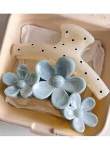 2个/1个女士亚克力波点黄色大理石纹花朵发夹，简约时尚设计，适合丸子头、海滩、旅行、夏威夷风情，日常佩戴也合适（波点随机）。时尚发饰爪夹女士发夹休闲发夹花朵发夹，适合秋季、冬季、度假装扮，夏季适用。 - 彩色 - 查看 6