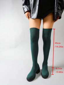 Bottes hautes pour femmes, bottes chaussettes élastiques, bout rond, par-dessus le genou, talon épais, bottes de mode à plateforme