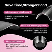Beetles Gel Nail Tips FlatX Square Coffin Short 320pcs 16 Sizes PreEtched Half Matte Full Cover Soft Acrylic False Nail Tips Easy DIY Pr On Nail Extension Salon For Flat And Natural Nail Beds - 25短方形棺材320個扁平X指甲尖 - 查看 5