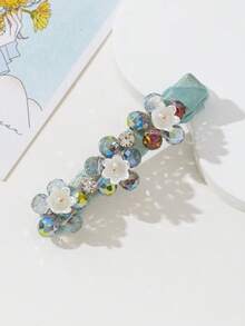 1pc Cute Crystal Flower Decor Hair Clip, Multi-Color Rhinestone Floral Hair Accessory Suitable For Daily Wear, Festivals, Dates, Gifts, Looks Of Party, Claw Clips