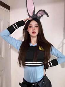 1pc Rabbit Ear Headband, Christmas Costume Accessory, Judy Hopps Cosplay Prop, Cute Photo Prop - Multicolor - View 9