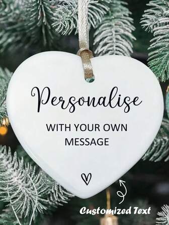Placa colgante de corazón de cerámica personalizada con cualquier mensaje para cumpleaños, Navidad, aniversario, para él, para ella, decoración del hogar, baby shower, compromiso, primera Navidad, Día del Padre, Día de la Madre, regalo de cumpleaños, regalo de aniversario, adorno de Navidad, bola de Navidad, bautizo, regalo para mamá, regalo para amigos, regalo para papá