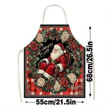 1 件装圣诞老人、圣诞铃铛、圣诞雪花、圣诞驯鹿、圣诞树、雪人、圣诞企鹅亚麻围裙大号、柔软背带、圣诞装饰、派对用品、家庭厨房、家庭清洁防护围裙 - 彩色 - 查看 4