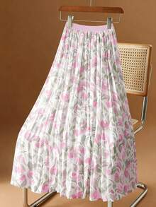 优雅印花百褶裙，浪漫高贵，适合日常穿着、购物、约会、度假，是春夏的理想之选，四季皆宜。 - 玫紅色 - 查看 3