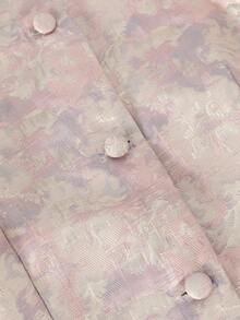 女士优雅提花泡泡袖开衫 - 粉色 - 查看 4