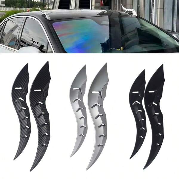 2 Stücke Auto Dach Drachen Horn Aufkleber, Modifikation Wellen Dach Spoiler Styling Streifen für Limousine & SUV
