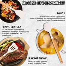 20PCS Silicone Stainless Steel Cooking Utensils-Multifunctional Kitchen Utensil Set, Wooden Handles Kitchen Gadgets Tools Set,Stainless Steel Kitchen Gadgets Accessories, Chef Knife Set,Perfect Kitchen Cooking Tools - White - View 10