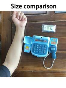 1 件儿童过家家超市收银员玩具灯光音效收银机模型玩具玩具钱儿童生日玩具圣诞礼物复活节礼物 - 彩色 - 查看 5