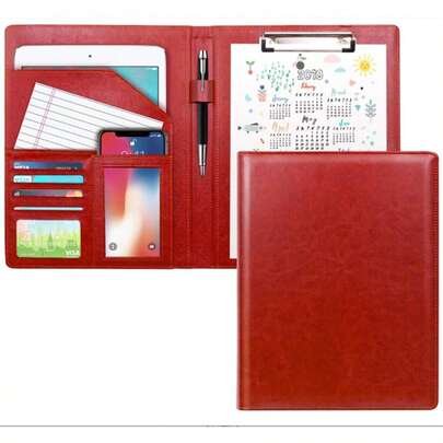 Professional Business Resume Folder, Includes Letter Paper/A4 Clipboard, Interview/Meeting/Legal Document Organizer, High-End Portfolio Case For Resume, Leather Interview Combo Business Document Bag