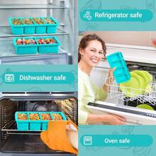 Silicone Freezer Trays With Lid Soup, 1 - Cup 2 - Cup Large Cube Molds Food Storage Containers Meal Prep, Freeze 250mL125mL Portions U2013 2 Pack - hồ xanh - Xem 7