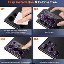 1 pezzo Pellicola protettiva per lenti multi-colore, facile da installare, resistente ai graffi e agli urti, adatta per Samsung S23 Ultra/S22 Ultra/A14/A24/A34