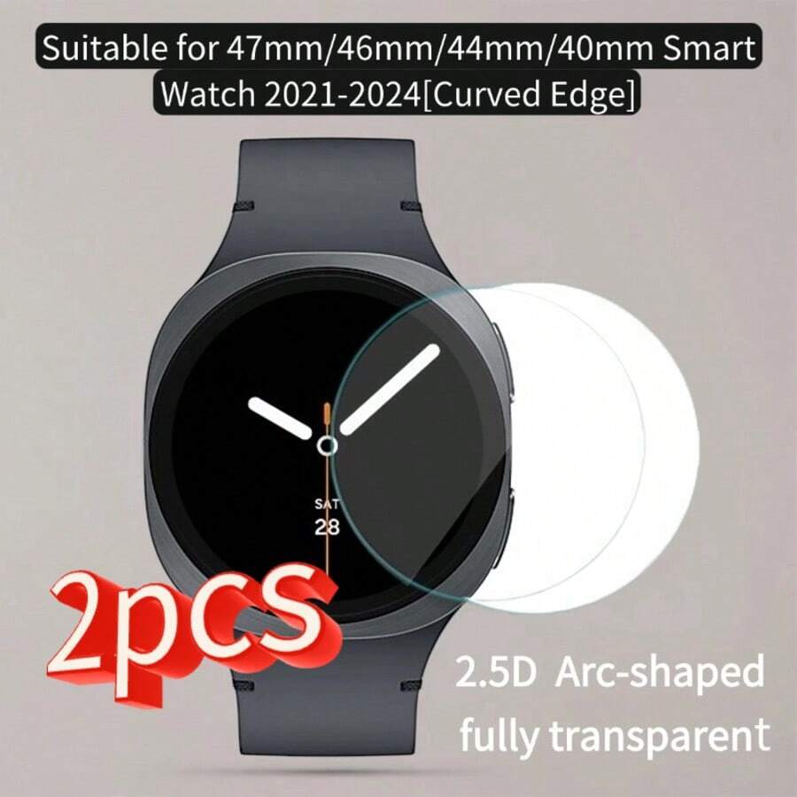 2pcs Tempered Glass Screen Protector For Samsung Galaxy Watch 7/8, High Definition, Sensitive Touch, No Borders, Scratch-Resistant, Anti-Fall