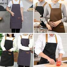 2 PCS Delantales de Cocina Ajustables con Bolsillos - Impermeables de Éster para Mujer y Hombre, Ideal para Cocina, Barbacoa, Pintura y Jardinerí - Negro+Gris - Ver 7