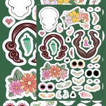 8pcs Mexican Day Of The Dead Face Swap Waterproof Stickers For Laptop, Water Bottle, Phone, IPad, Guitar, Fridge, Luggage, Suitable For Halloween, Day Of The Dead, Christmas And Other Holidays