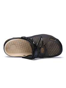 Men's Slippers Summer Hollow Sandals Men's Casual Sandals Outdoor Mesh Sandals Men's Non-Slip Thick-Soled Beach Flip-Flops Slippers Foam Running Shoes - Black - View 5