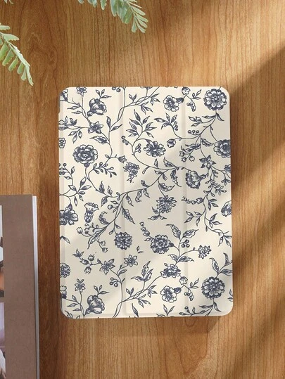 Capa protetora para tablet com estampa floral, compatível com iPad 9.7/10.2/10.5/10.9/12.9/Pro 11 (10ª geração), Galaxy Tab S6 Lite 10.4 polegadas, Kindle Paperwhite (12ª geração, lançamento em 2024), Kindle (11ª geração, lançamento em 2022), Kobo Clara. Proteção macia contra impactos, função de suporte inteligente/ativação/suspensão automática.