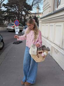 Nuevo cárdigan de punto de unicolor con botones y bolsillos, versátil para uso diario, otoño/invierno, Navidad, Año Nuevo