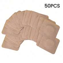 50 قطعة من رقع زيت الخروع - رقع للسرة قابلة للتخلص منها، مانعة للتسرب، لاصقة ذاتيًا، خالية من المواد المسببة للحساسية، سهلة الاستخدام (لون بيج)