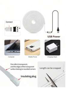 1pc RGB LED Neon Flexible Light Strip, Multi-Color Adjustable, With Remote Control, DIY Moldable Design, USB Powered, Suitable For Christmas, Movie Theme, Home Decor And Party Atmosphere, Home Decoration, Living Room Lighting, Holiday Party, Wedding And Christmas Celebration - 24-key Neon Lights - View 6