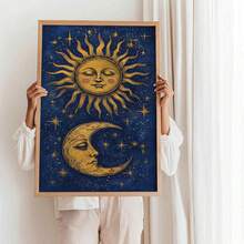 1 件波西米亚风格太阳和月亮帆布海报：天体版画、占星装饰、斋月节、帆布墙艺术、时髦女孩艺术、励志名言艺术、家居装饰、帆布挂件 - 彩色 - 查看 8