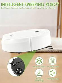 1 Piece Robot Vacuum Cleaner, Can Clean From Hard Floors To Medium-Thick Carpets, Super Suction, Ultra-Thin And Quiet, Built-In Memory Function, Multiple Cleaning Modes, 3 Cleaning Modes. Best For Removing Pet Hair, Food Crumbs, Water On The Floor - A Good Helper For Home Cleaning. - 白色 - 查看 5