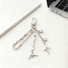 1pc Women's New Creative Letter, Heart, Key Chain, Vintage Guitar, Star Decorative Accessories, Couple Gift, Bag Charm