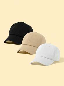 3 piezas Gorra de béisbol simple y clásica de protección solar de unicolor para bebé y niño pequeño - Multicolor - Ver 10