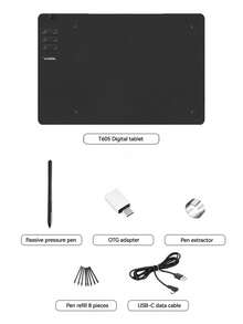 1pc OTG Digital Tablet With Drawing Pad, Passive Stylus Pen & 8 Replacement Nibs, Christmas/Birthday Gift For Girls Or Boys - Black - View 10